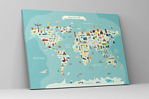 Obraz Mapa sveta so symbolmi štátov 1991